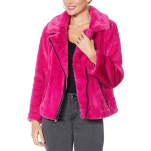 G BY GULIANA BLACK LABEL* Faux Fur Moto Jacket